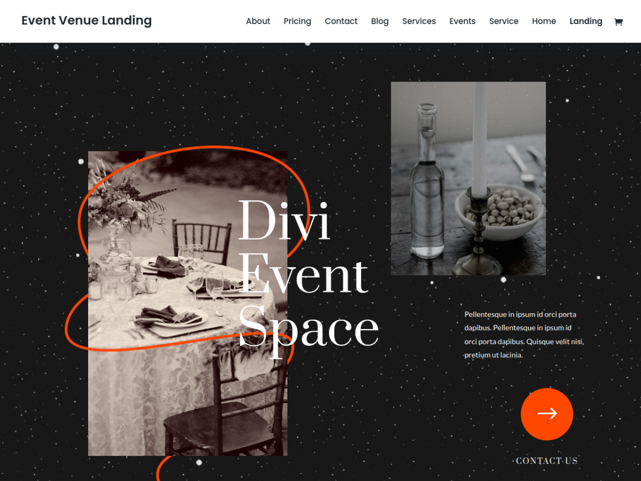 Anteprima del modello esterno Event Venue Landing pubblicato da Elegant Themes